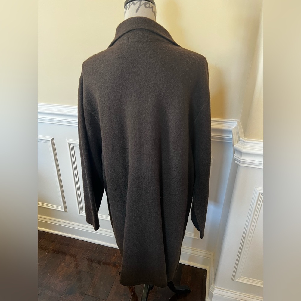 Kate Hill, Dark Brown-Boxy-Snap Toggle style Wool Unlined Coat. - Picture 5 of 11